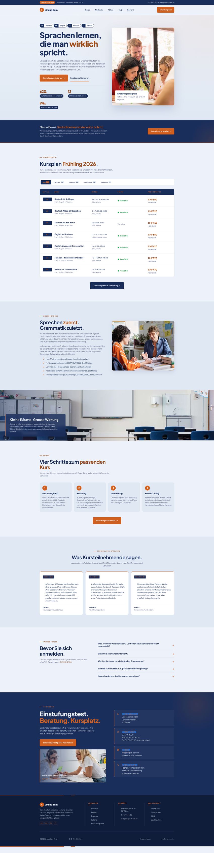Designbeispiel Sprachschule